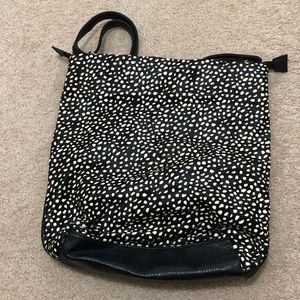 Anthropology Black and White Faux Leather Backpack